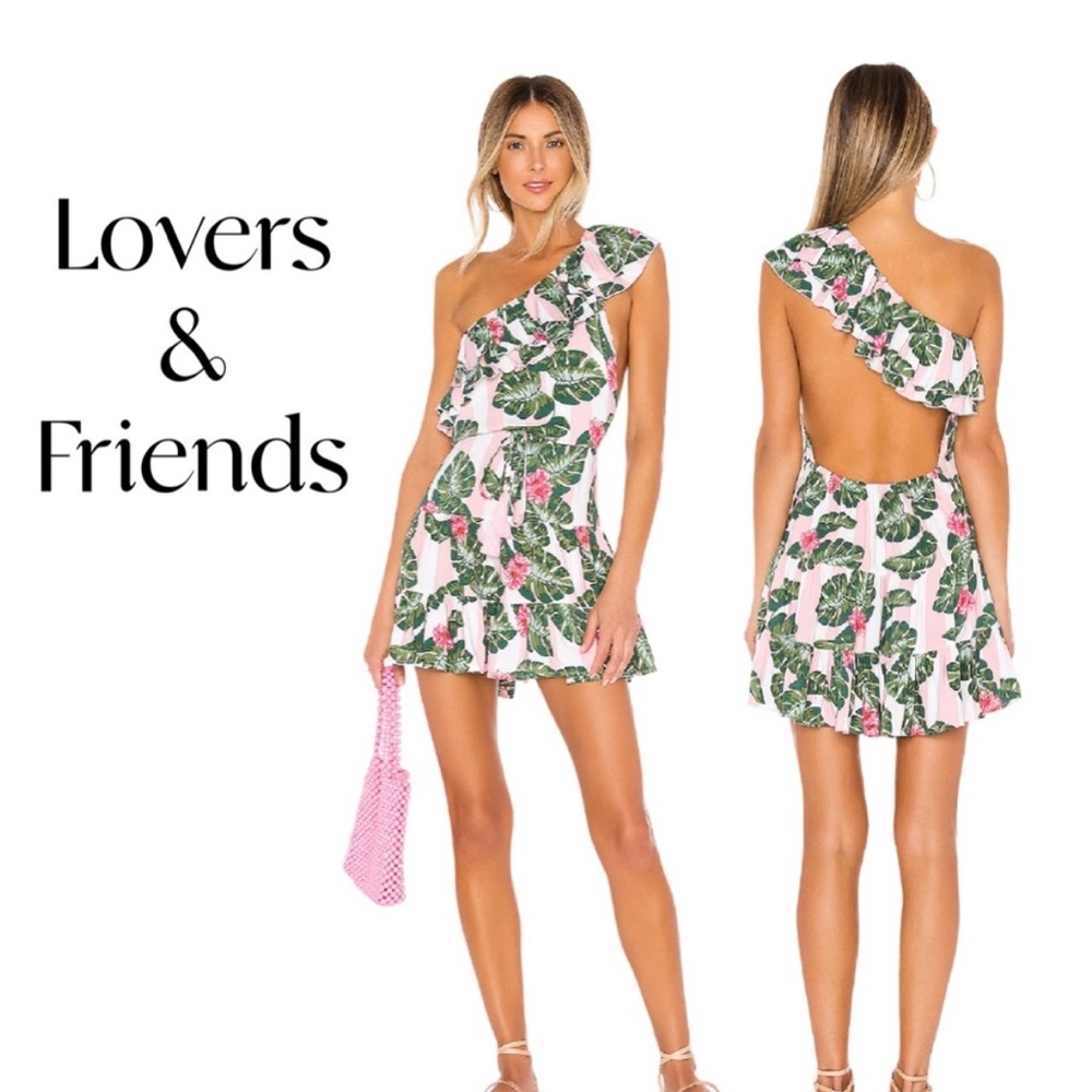 Lovers + Friends Pink and Green Floral Dress
